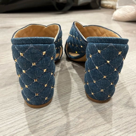 Valentino Rockstud Spike Denim Mule Heel - Picture 6 of 9